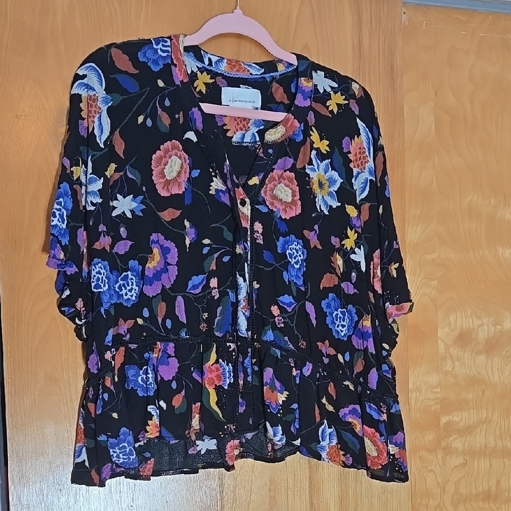 Floral Black Anthropologie Top